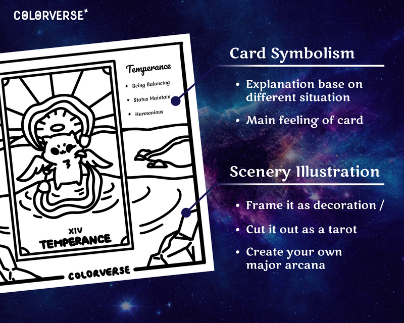 Bold & Easy Tarot Coloring Pages Series: Sun, Star, Temperance Uranuxky studio