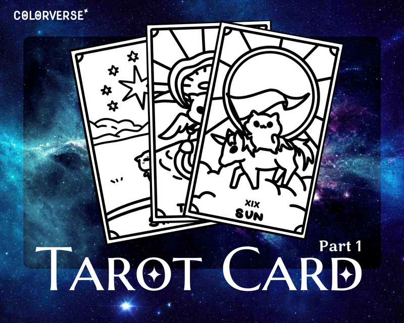 Bold & Easy Tarot Coloring Pages Series: Sun, Star, Temperance Uranuxky studio